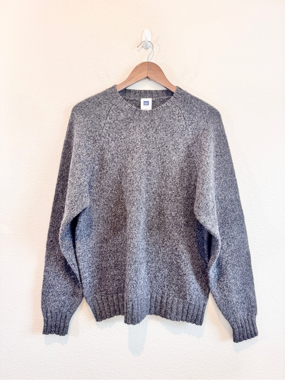 Vtg GAP Factory Shetland Wool Sweater Grunge Normcore Grandpa Core Gray M H46 - Picture 2 of 8